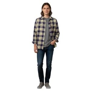 Merona‎ Mens Long Sleeve Plaid Flannel Shirt Button Down Yellow Navy Red Size XL